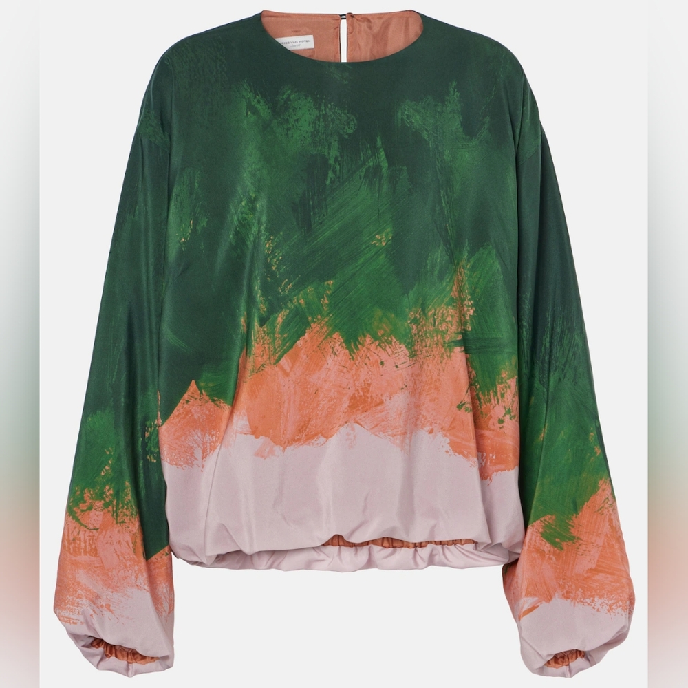Dries Van Noten Capo Stretch-Silk Bubble Pullover Top - Picture 8 of 13